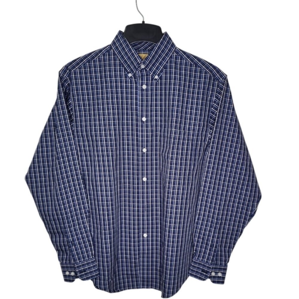 Roundtree & Yorke Men's Shirt Sz M Gold Label Non-Iron Perfect Performance Plaid